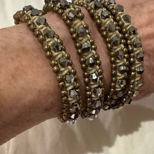 Chic Gold and Silver Beaded wrap around Bracelet Adjustable Bead Closure